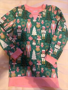 Kids Nutcracker-Print Long Sleeve Top - Pink & green